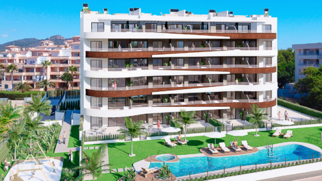 Exclusive new construction: 1st floor flat with 2 bedrooms, south-balcony, and community pool, 07560 Sa Coma (Spain), Apartment