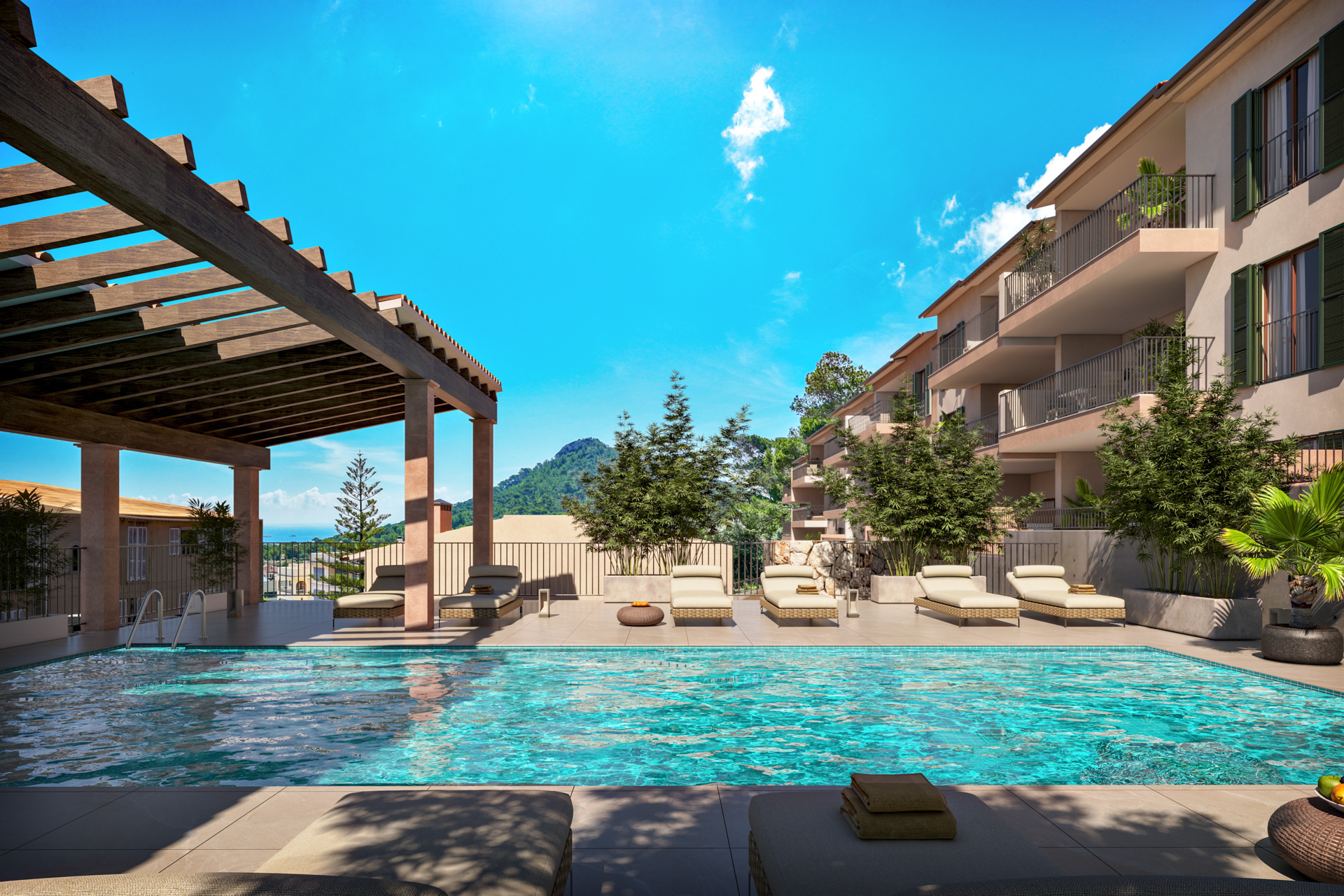 Moderne Erdgeschosswohnung mit Terrasse, Tiefgaragenstellplatz und Gemeinschaftspool mit Meerblick, 07580 Capdepera (Spanien), Erdgeschosswohnung