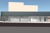 ¡Moderno proyecto de obra nueva! Espacio comercial con salas de oficina en buena ubicación - Vista lateral con frontal de cristal