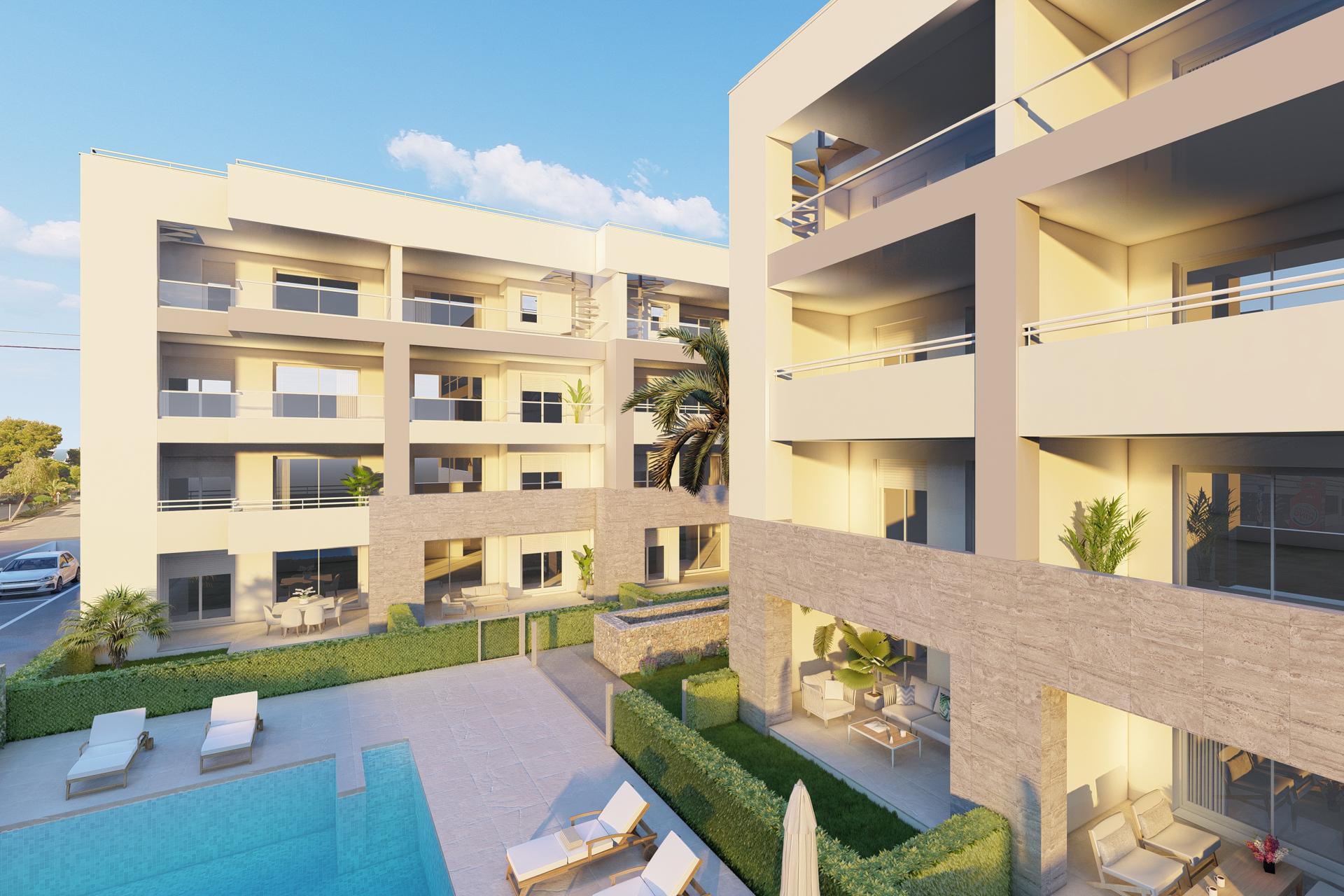 Neubauwohnung im 2. Stock mit 2 Schlafzimmern, Balkon, Stellplatz und Gemeinschaftspool, 07590 Cala Ratjada (Spanien), Etagenwohnung